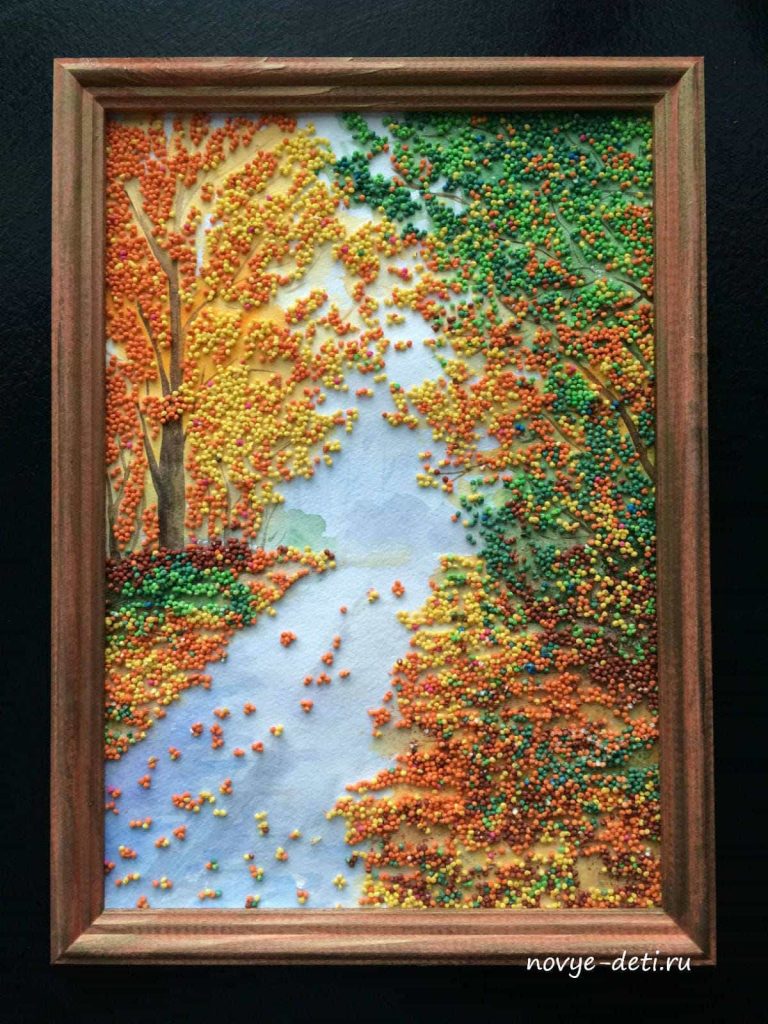 Картина из крупы Осенний пейзаж